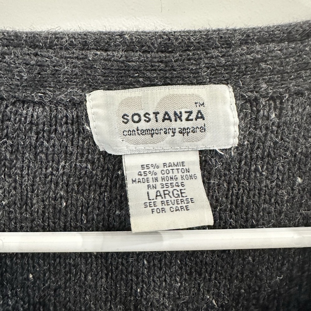 VTG Women's Soatanza Grandpa Core Sweater Chunky Knit 90's Stripe Blue Gray Lg - Picture 5 of 10
